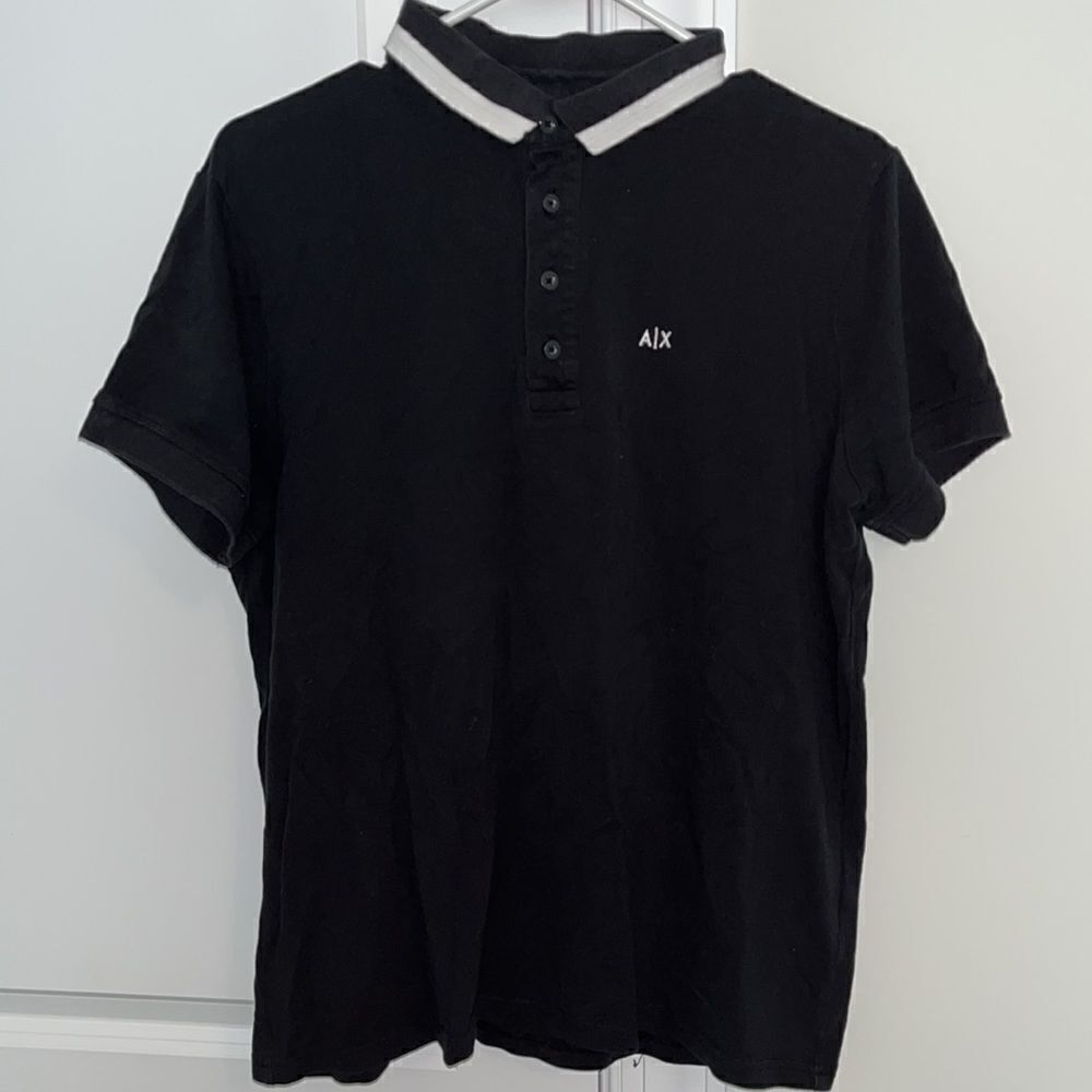 Armani Exchange A/X Black White Tennis men’s Polo Golf Shirt-L slim fit